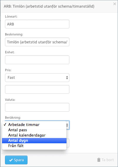 Löne- och fakturaartiklar kan beräknas efter påbörjad 24-timmarsperiod.