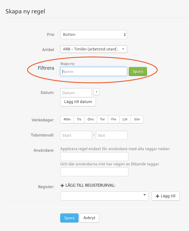 Spara inställningarna i en avtalsmall.