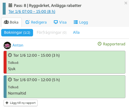Delad tidrapport