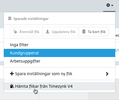 Hämta dina flikar från v4