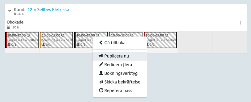 Publicera schemat för att göra passen synliga