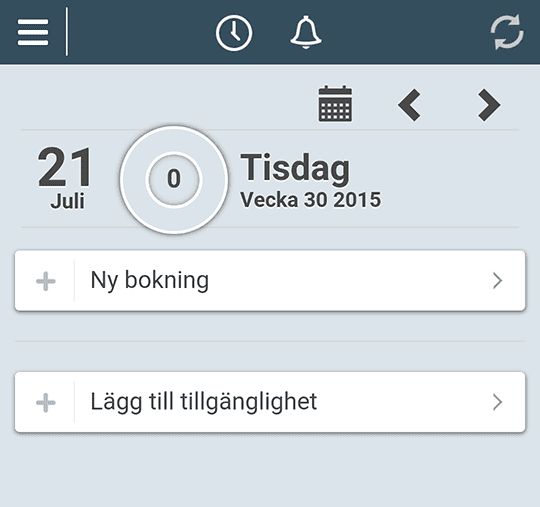 Du kan boka dig själv i mobilappen.