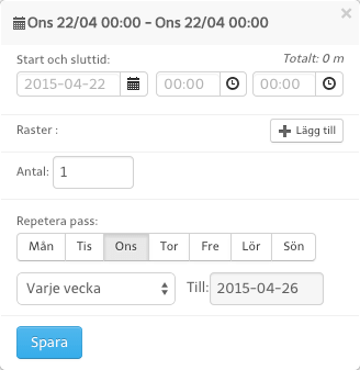 Fyll i bokningsrutan och börja schemalägga.