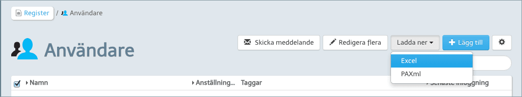 Exportera uppgifter om anställda till en fil.