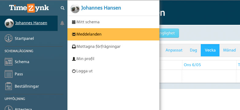 Ny användarmeny.