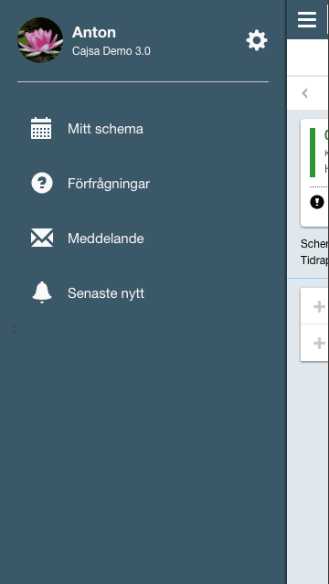 Menyn i mobilappen har krympt.