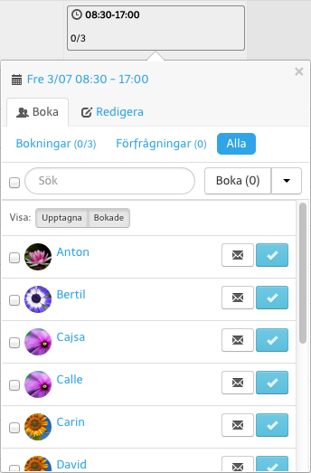 Lägg till personal i arbetspasset.