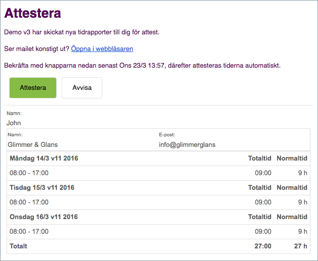 Så här ser det ut när en extern mottagare får en attest.